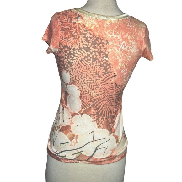 One World Live and Let Live Women's Top Size Small Short Sleeve Round Neck Silk - Picture 5 of 12